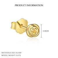 wholesale S925 Sterling Silver Minimalist Geometric Rose Earring Set for Women-E4849-Gold/Pair 3.5mm 925 Silver