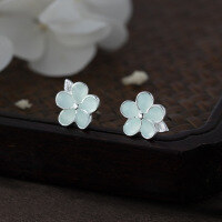wholesale S925 Sterling Silver Fresh and Sweet Ins Style Designed Synthetic Five-Petal Flower Ear Studs M06669-S925 silver pair 925 silver