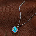 wholesale 925 Silver 2ct Square 7*7 High Carbon Diamond Pendant Necklace, Ins40+3-0-10