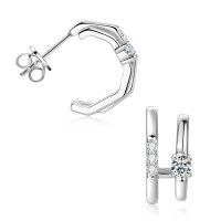 S925 Sterling Silver D-color Moissanite Bow Earrings-Style A [Clearance Sale with Free Shipping] K Silver  925 Silver