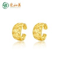 wholesale S925 Sterling Silver Japanese and Korean New Light Luxury Retro Mesh Ear Climber Earrings for Women, Small Batch Design Wholesale Customization-10K gold + swimming paint  925 silver