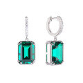 wholesale S925 Sterling Silver Radiant Elegance Earrings with High-Carbon Diamond Zircon and Emerald Ear Hooks for Women's Ins Wholesale and Drop Shipping-0-4
