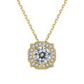 wholesale 9/10/14/18K Gold Rose Gold Yellow Gold Necklace Choker Chain with 1 Carat Moissanite Pendant-0-1