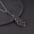 wholesale S925 Sterling Silver Niche Unique Natural Topaz Necklace with Smoky Crystal Pendant, Colorfast, Amazon Bestseller-0-3