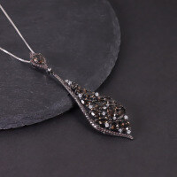 wholesale S925 Sterling Silver Niche Unique Natural Topaz Necklace with Smoky Crystal Pendant, Colorfast, Amazon Bestseller-Natural brown crystal necklace