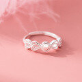 wholesale S925 Sterling Silver Fresh and Sweet Ins Style Niche Design Hollow Heart Teardrop Ring R02890-0-4