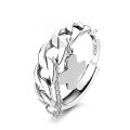 wholesale S925 Sterling Silver Korean-style Chain Link Fringe Octagram Flower Pendant Adjustable Ring-0-5
