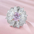 wholesale 925 Sterling Silver Jewelry Simulated Firework Pink Sapphire Ring New Trendy Women's Pink Diamond Ring-0-1