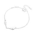 wholesale S925 Silver Deer Antler Bracelet for Women Korean Style Minimalist Cross Chain Student Fashion Plated Silver Trendy Accessory-0-4