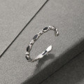 wholesale S925 Sterling Silver Black Resin Drip Adjustable Open Ring Minimalist Ins Finger Ring for Women-0-0