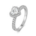 wholesale [925 silver plated with white gold] 1 carat heart-shaped moissanite ring for women, imported moissanite, color-fading resistant-0-6