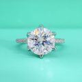 wholesale S925 Sterling Silver Six-Prong Moissanite Engagement Ring Wholesale Women's Ins Style Adjustable Finger Ring Genuine Non-Tarnish Small Batch-0-1
