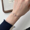 wholesale S925 Sterling Silver Korean and Japanese Light Luxury New Design Women's Bracelet with Shell Pearl, Heart Zircon, and Small Fragmented Silver Beads-0-1