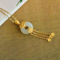 wholesale 925 Sterling Silver with Certificate Vintage Tassel Auspicious Clouds Hetian Jade Pendant Necklace for Women-0-5
