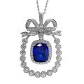 wholesale 925 Silver Zhuo Zhifan Jewelry New 10*12 Simulated Sapphire Pendant Women's Live Stream Style-0-4
