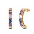 wholesale S925 Sterling Silver Jewelry Cross-border Diamond-studded Colored Zircon Earrings Ear Clips Earrings for Women-0-4