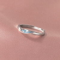 wholesale S925 Sterling Silver Resin Blue Ring Ins Style Minimalist Design Elegant and Sophisticated Jewelry R01077-S925 silver ring>Adjustable opening