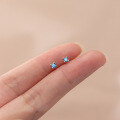 wholesale S925 Silver Nalan Stud Earrings Minimalist Single Sky Blue Diamond Four-Prong Setting Sleep-Friendly Earrings G8534-0-0