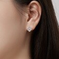 wholesale S925 Sterling Silver Korean-style Light Luxury Earrings with Advanced Zircon and Mother-of-Pearl Inlay, Fashionable Clover Minimalist Design Earrings-0-2