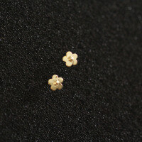 wholesale 9K solid gold minimalist tiny floral stud earrings in Japanese and Korean style-9K per price