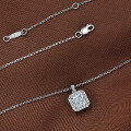 wholesale 925 Silver 2ct Square 7*7 High Carbon Diamond Pendant Necklace, Ins40+3-0-1