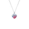 wholesale 925 Silver Trendy Pink Zircon Lava Design Melting Heart Necklace Ins Barbie Pink Collarbone Chain-0-4