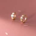 wholesale S925 Sterling Silver Cake Edge Three-Diamond Ear Hoop, Simple and Cute Mini Zircon Ear Stud M01873-0-2