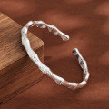 wholesale 9999 Silver Matte Bamboo Joint Openable Solid Silver Bangle, New Chinese Style Fashion Niche Gift for Women-0-1