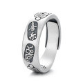 wholesale S925 Sterling Silver Creative and Artistic "Peace and Joy" Scripture Ring with Auspicious Meaning, National Trend Ethnic Style Index Finger Ring-0-5