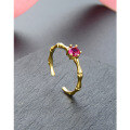 wholesale S925 Silver Zircon Inlaid Gold-Tone Korean Style Ethereal Fashion Elegant Adjustable Ring Wholesale-0-0