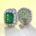 wholesale S925 silver new square emerald earrings 10*14mm, lightweight luxury and retro style-0-2