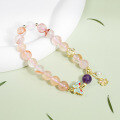 wholesale 925 Sterling Silver Peach Blossom Butterfly Bracelet for Women with Natural Amethyst Beads, Wholesale-0-2