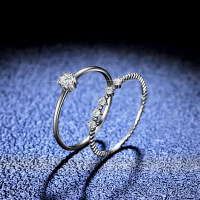 925 Silver Moissanite Ring Pinky Stackable Ring-10-point (D color moissanite) ring  Size 18