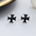 wholesale S925 Sterling Silver Small and Exquisite Cross Stud Earrings, Retro and Niche Design, Trendy Couple Accessory Gift-0-0