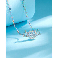 wholesale 925 Sterling Silver Jumping Heart Angel Necklace for Women, Versatile Ins New Design High-End Minimalist Small Pendant Collarbone Chain-Smart Little Angel Necklace 925 Silver