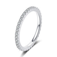 Sterling Silver Full Pave Moissanite Ring, Women's Minimalist Ins Style Stackable Tail Ring-60 points [Moissanite]  No. 15