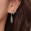 wholesale S925 Sterling Silver Vintage Triangle Zircon Earrings With Tassels, Wholesale-0-3