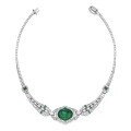 wholesale 925 Silver Gold-Plated Pendant Chain with High-Carbon Diamonds and Emerald Luxury Banquet Jewelry Versatile Necklace for Women-0-0