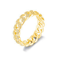 wholesale S925 Sterling Silver Cross-Border Moissanite Hip-Hop Cuban Chain Fashion Women's Ring, Bestseller on Cross-Border E-Commerce Platforms Direct Sales Women's Ring-Silver with zircon and platinum 9