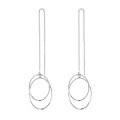 wholesale S925 Silver Fashion Korean and Japanese Double Hoop Tassel Chain Minimalist Style Creative Elegant Versatile Trendy Earrings Stud Earrings-0-4