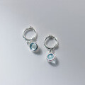 wholesale S925 Sterling Silver Simple Round Synthetic Crystal Stud Earrings Sweet Temperament Ins Style M04934-0-4