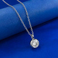 wholesale S925 Sterling Silver 1 Carat Pendant Classic Simple Elegant Necklace for Women-0-3