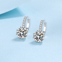 wholesale PT950 Gold Plated 925 Sterling Silver Women's Moissanite Small Ear Studs Gift for Girlfriend Best Friend Ready to Ship Wholesale-8mm zircon &gt; 925 silver