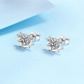 wholesale S925 Sterling Silver Adorable 1ct Moissanite Antler Stud Earrings, Simple Fashion Sparkling Cute Hypoallergenic Earrings-0-1