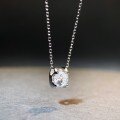 S925 Silver 1ct D Color Moissanite Four-Prong Bullhead Pendant Necklace-0-0