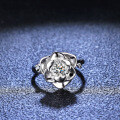 Silver Moissanite Ring Six-Prong Petal Design Women's Fashion Live Stream Supply-0-2