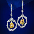 wholesale 925 Silver Ear Hooks for Women, Luxuriously Set with 8*12mm Pear-Shaped Teardrop Yellow Diamonds and High-Carbon Diamonds-0-3