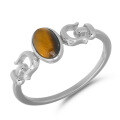 wholesale Gold-plated Sterling Silver Dainty and Elegant Natural Tiger's Eye Stone Ring with Oval Horse Shoe Buckle Vintage Jewelry from Manufacturer-0-4