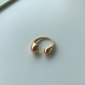wholesale Vintage irregular teardrop ring for women, open adjustable sphere smooth gold knuckle ring for cross-border-0-1