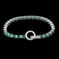 wholesale 925 Silver Gold-Plated Bracelet with High-Carbon Drilled Muzo Green Cabochon, Petite Commute Jewelry, Exquisite Dinner Bracelet for Women-0-3